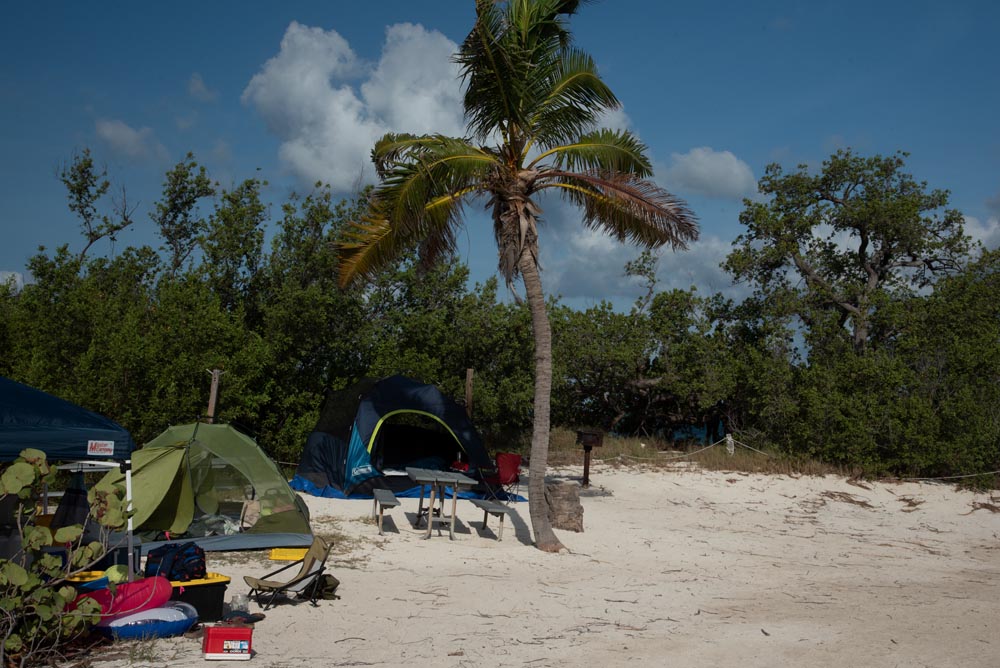Campsites at Dry Tortugas National Park with suggested Florida Keys Packing list items.